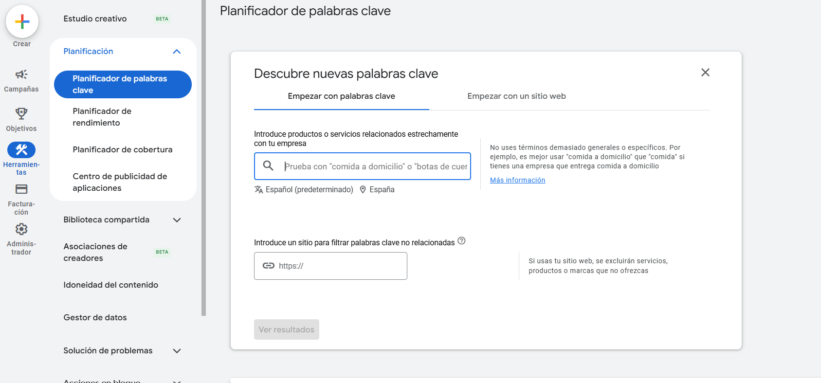 Herramientas SEO gratis -Google Keyword Planner