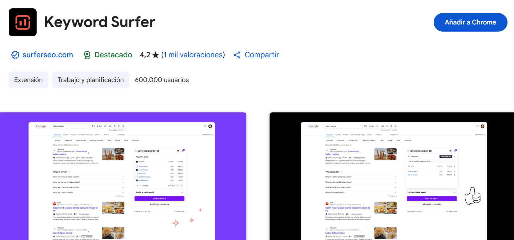 Herramientas SEO gratis - Keyword Surfer