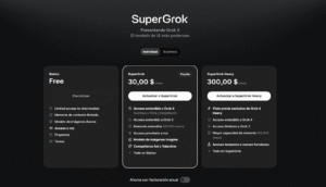 Imagen precios inteligencia artificial de Grok